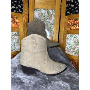 Windsor Smith Vintage Tan Suede Leather Ankle Boots Western Cowgirl Boho Sz 7